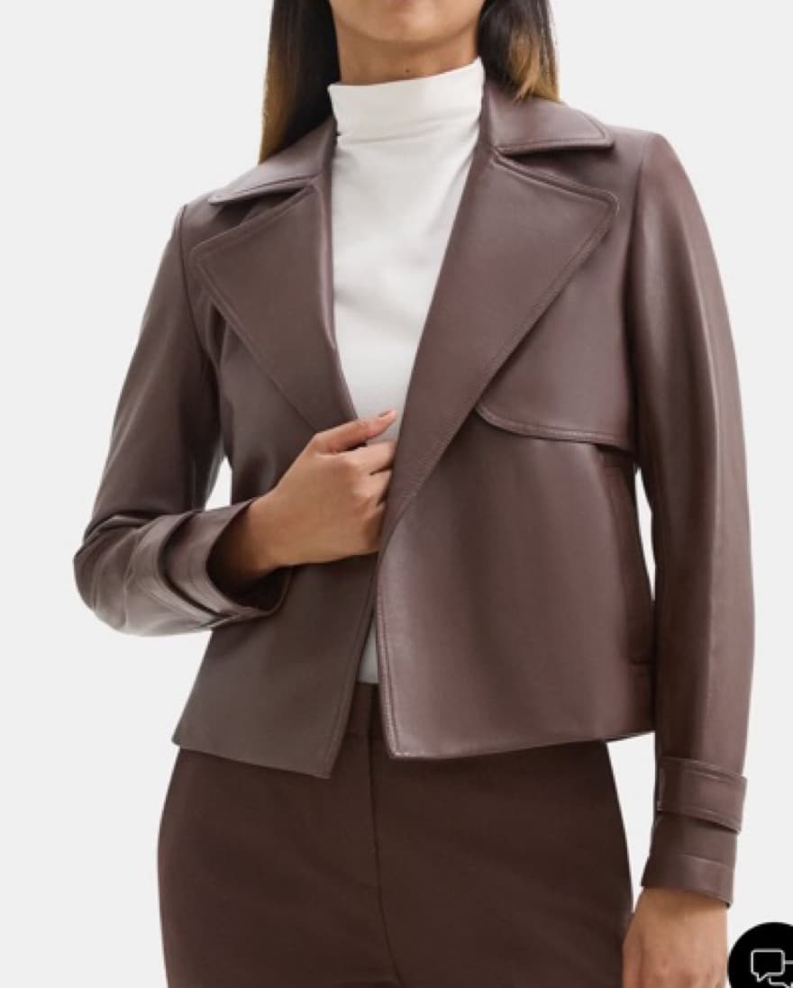 Theory Brown Leather Jacket - Image 1