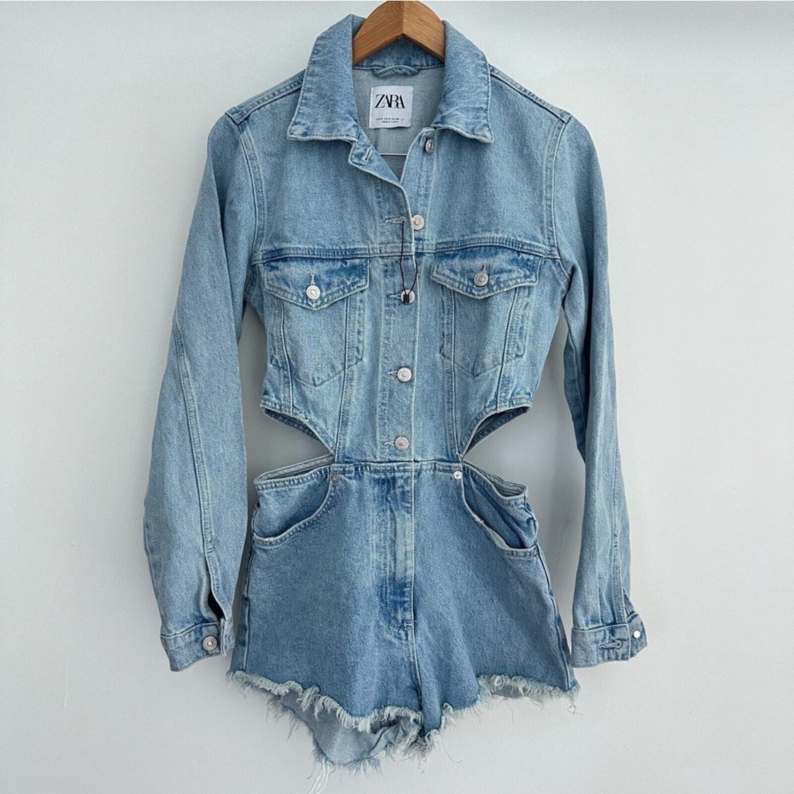 Denim Cutout Romper - Image 2