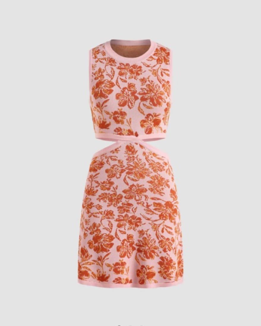 Floral Cut Out Mini Dress - Image 1