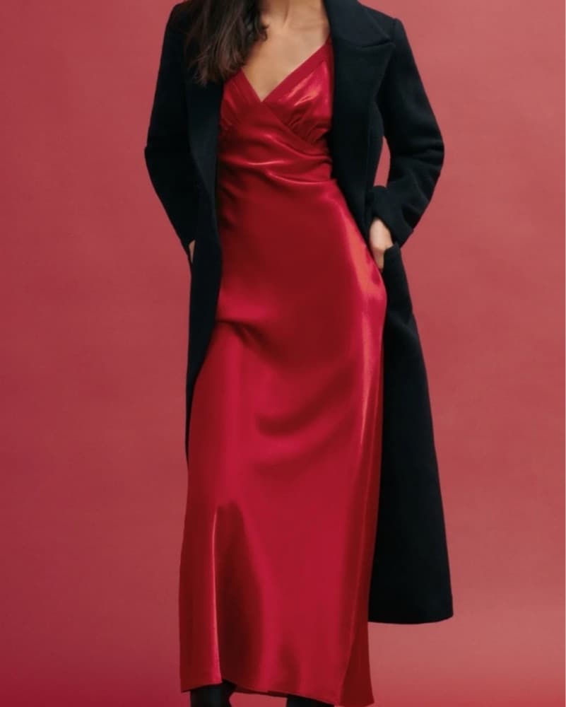 Reformation Red Silk Maxi Dress - Image 3