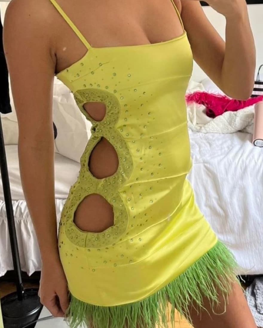 Danielle Guizio Green Bedazzled Dress - Image 1