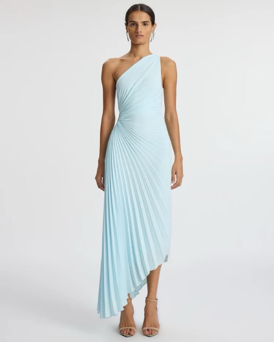 ALC Delfina Matte Pleated Dress Blue - Image 2