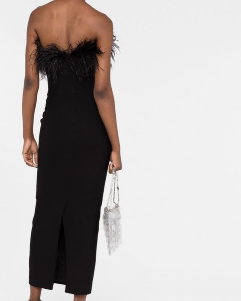 Lena Strapless Feather Midi Dress - Image 2
