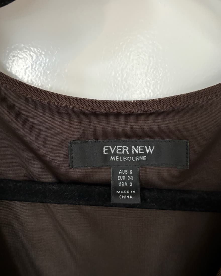 Brown Mesh Midi Cocktail Dress - Image 3