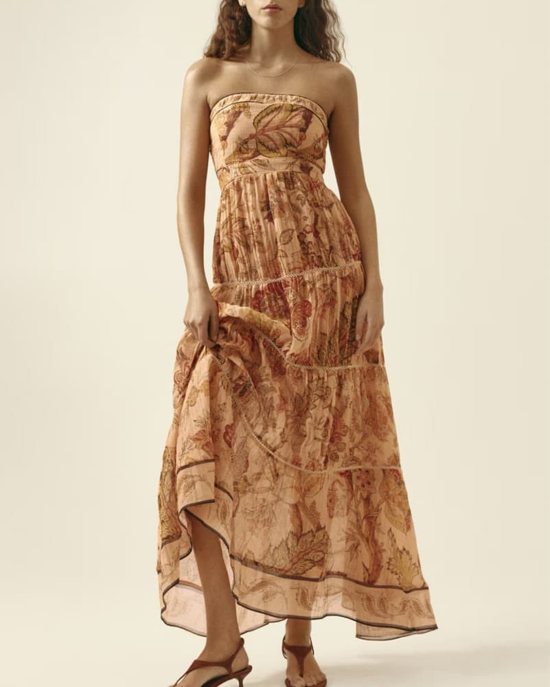 Strapless Printed Maxi Dress - Image 1