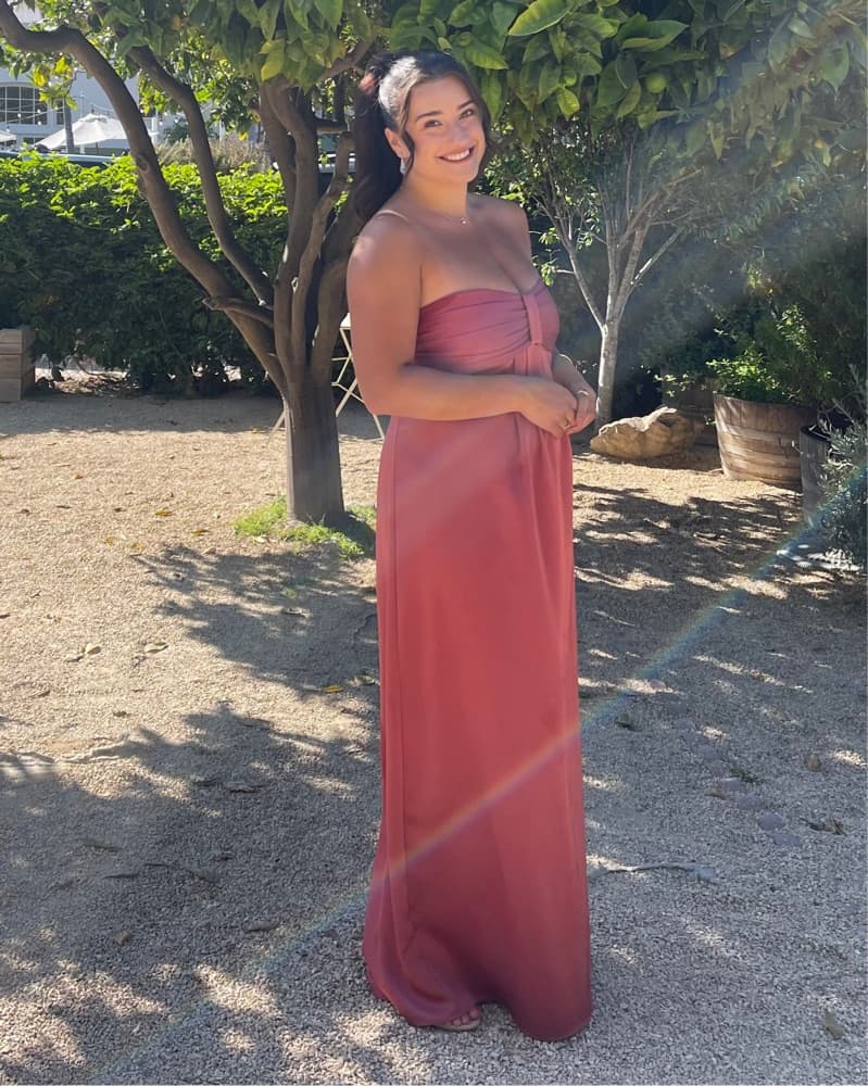 Rose Pink Satin Sweetheart Maxi Dress - Image 2