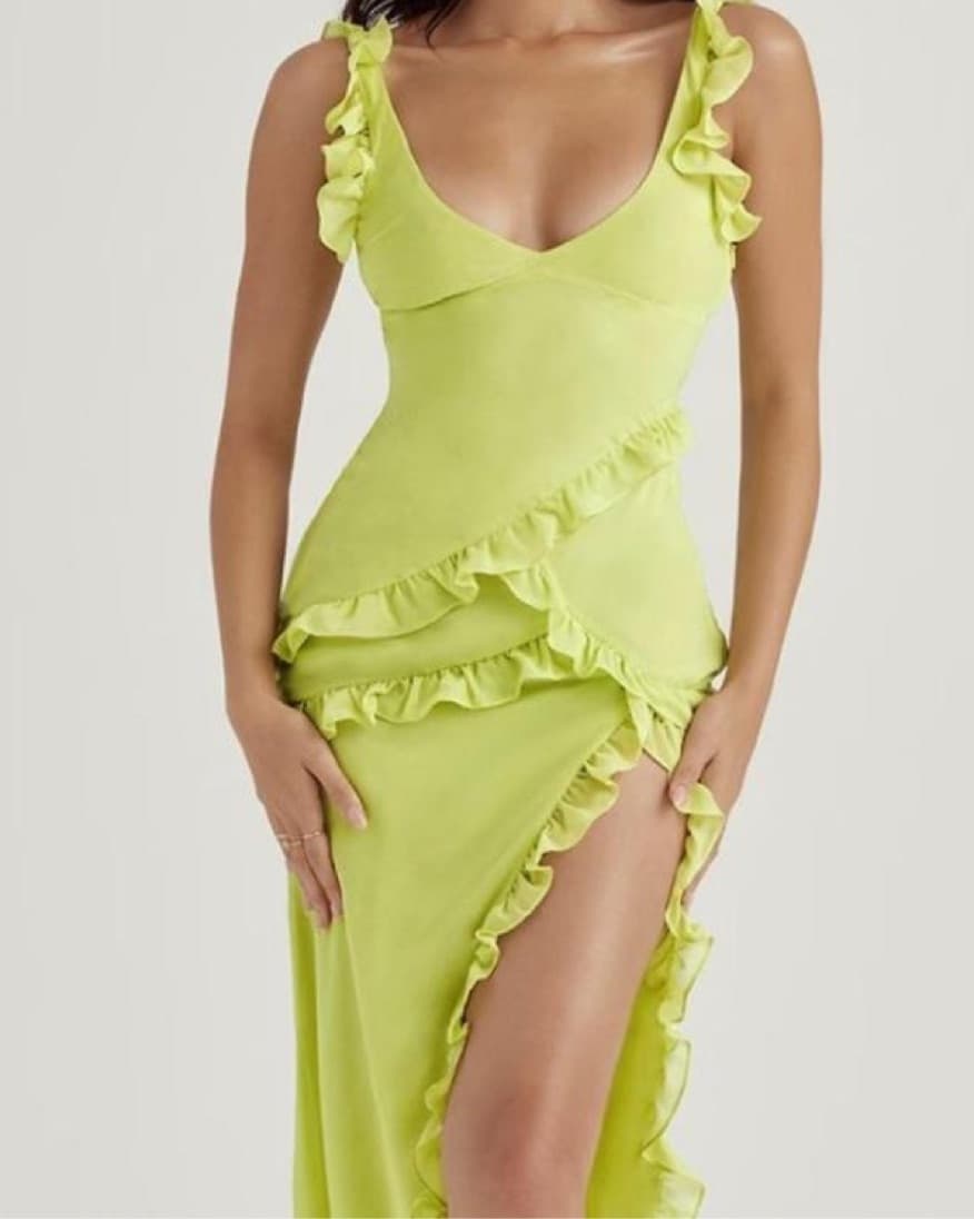 House Of CB Lime Green Ruffle Maxi  - Image 1