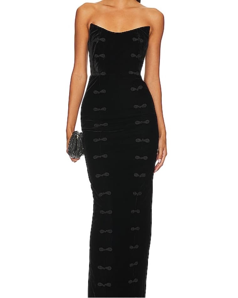 Revolve Black Velvet Corset Dress  - Image 1