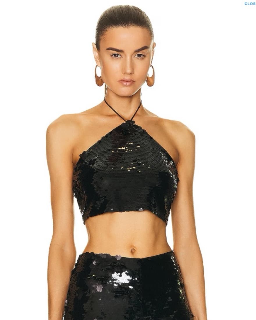 Alexis Sequin Halter Crop Top - Image 1