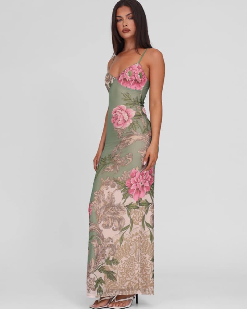 Tiger Mist Julianna Dress- Green Floral  - Image 3