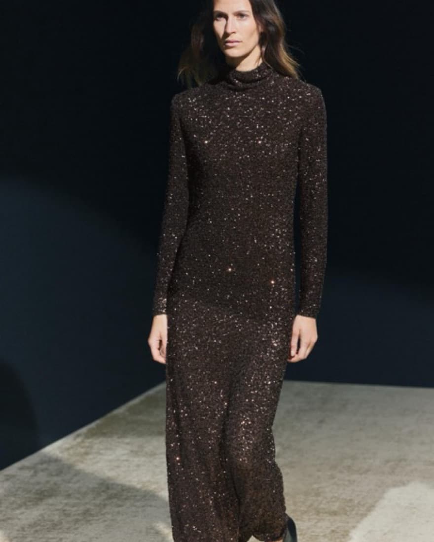 Dark Brown Sequin Gown - Image 1