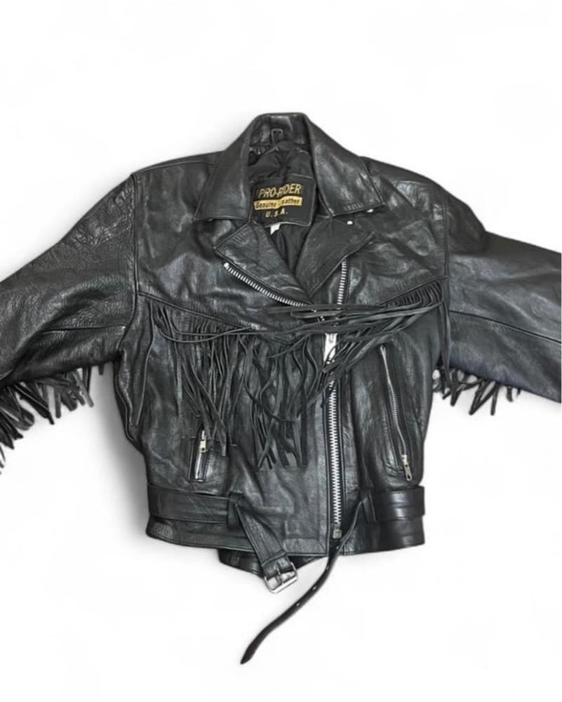 Fringe Leather Moto Jacket - Image 1