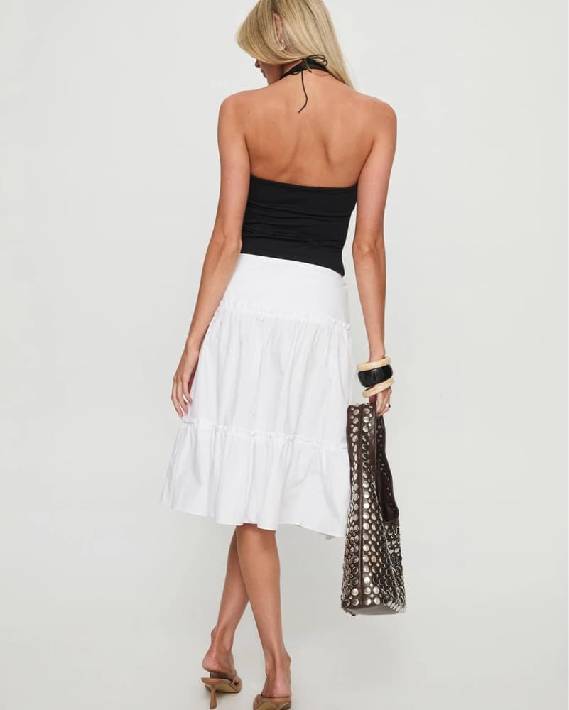 Cotton White Midi Skirt - Image 4