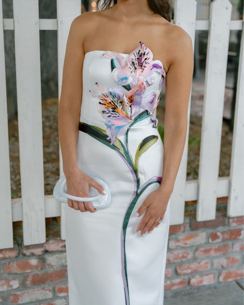 LEO LIN Rayna floral-appliqué Midi Dress - Image 1