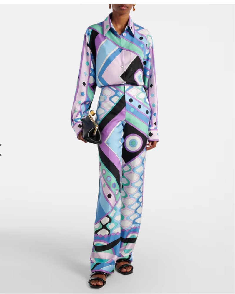Pucci Printed Silk Twill Wide-Leg Pants  - Image 4