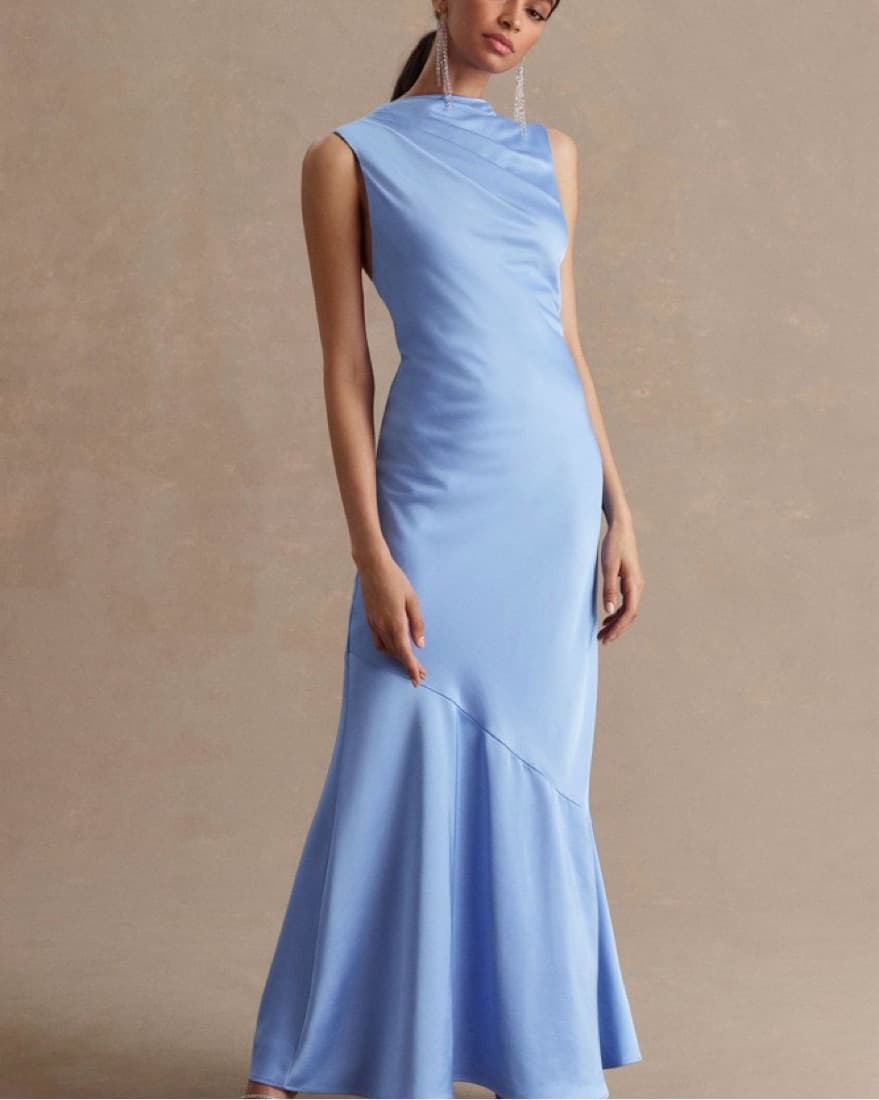 Lana Cowl-Neck Tie-Back Satin Maxi  - Image 1