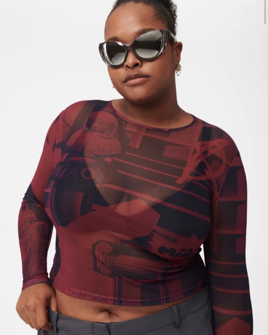 Long Sleeve Mesh Top - Image 2