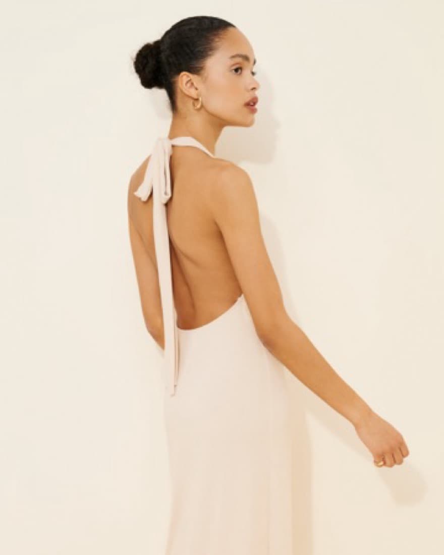 Nude Backless Maxi Dress - XS - Image 3