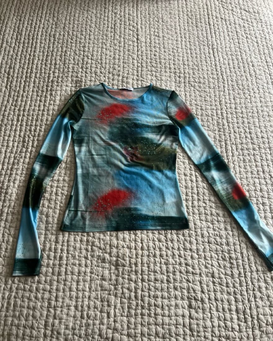 Miaou Long Sleeve Motion Blue Top - Image 2
