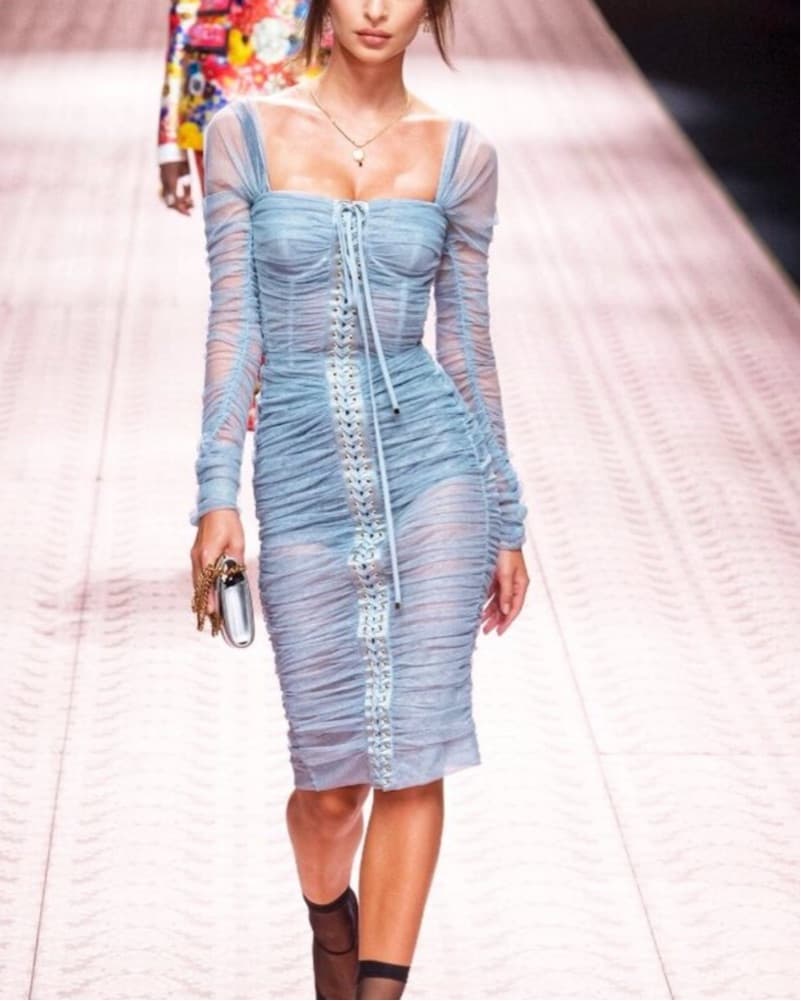 DOLCE & GABBANA Sz 0 BLUE LACE UP TULLE  - Image 1