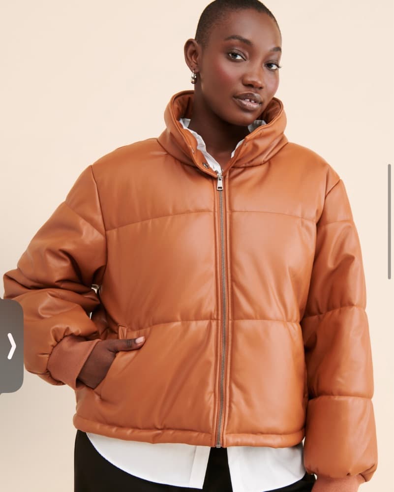 Chic Leather Puffer Jacket Vegan leather - Image 2