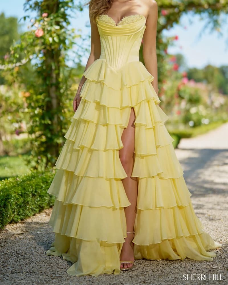 Sherri Hill Elegant Yellow Gown - Image 2