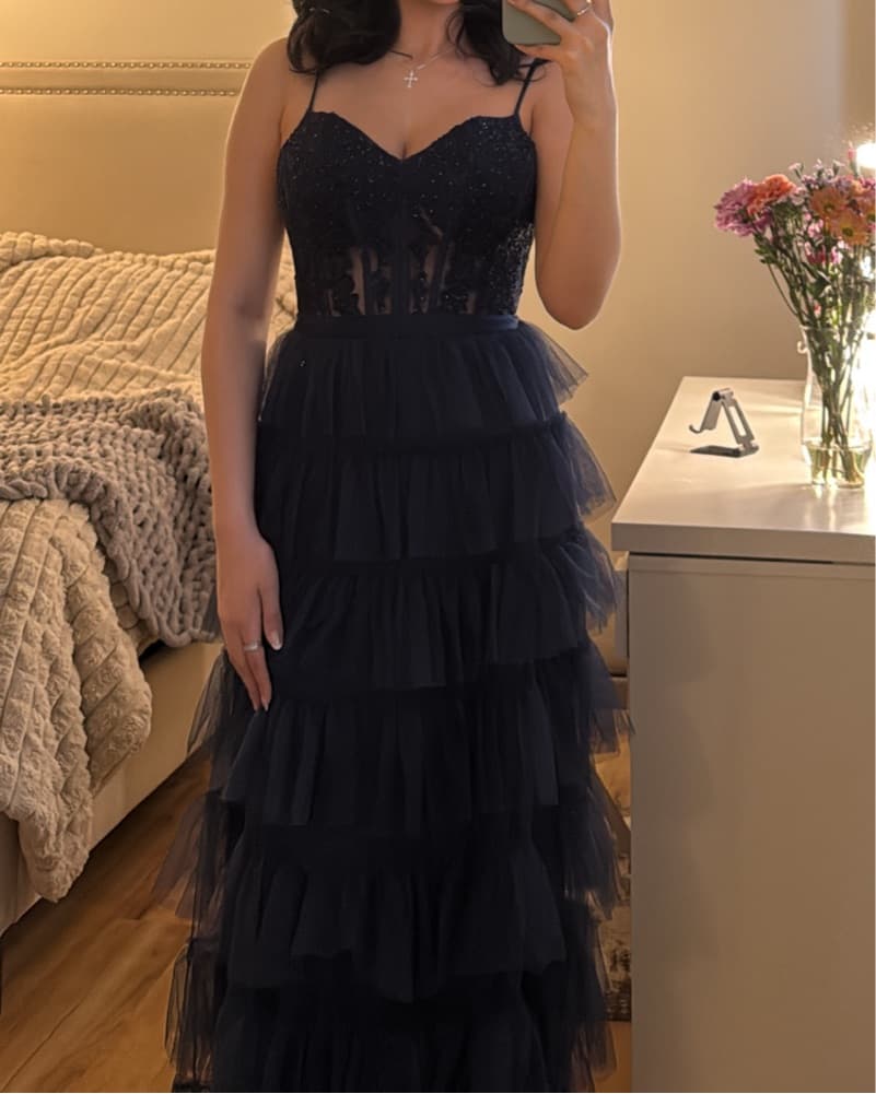 Captivating Sequin Tiered Tulle Gown - Image 1