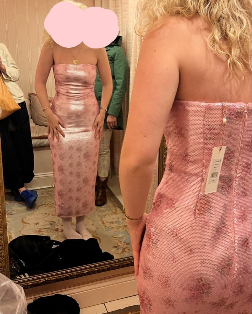 Pink Floral Sequin Love Shack Fancy Midi - Image 5