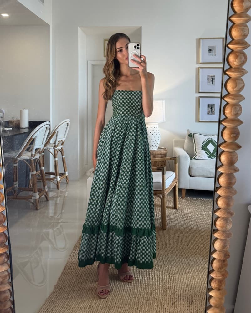 De Castro Checkmate Dress | Western Dress, Western Chic, Green Wedding Guest Dress - Image 4