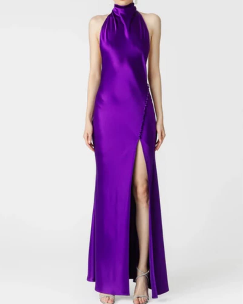 Sau Lee Penelope Purple Halter Dress - Image 1
