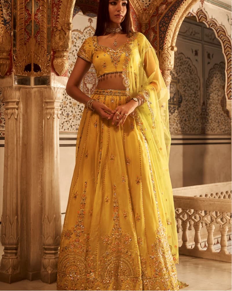 Lashkaraa Yellow Embroidered Lehenga - Image 1