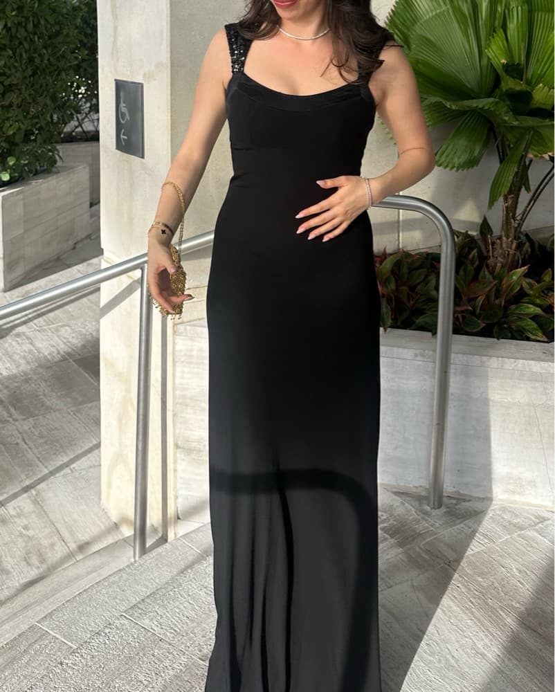 Badgley Mischka Black Sequin Gown - Image 1