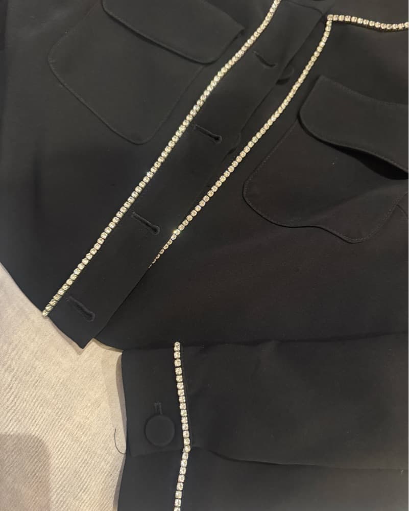 Cinq A Sepr Rina Crystal Cropped Jacket - Image 3