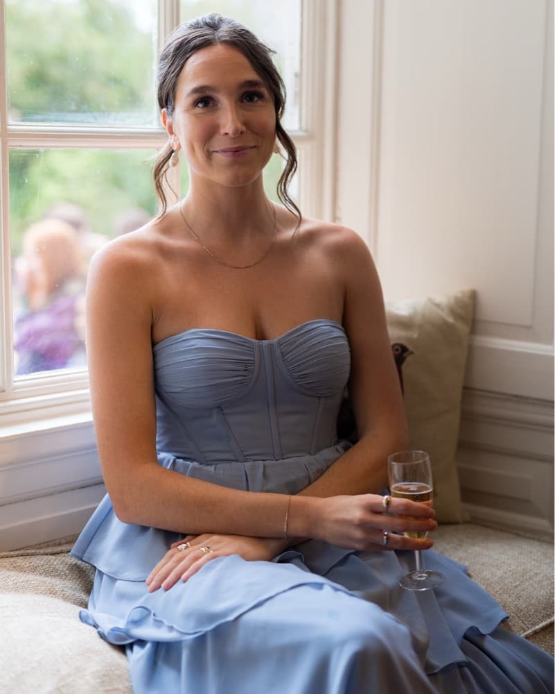 Dusty Blue Chiffon Tiered Dress - Image 2