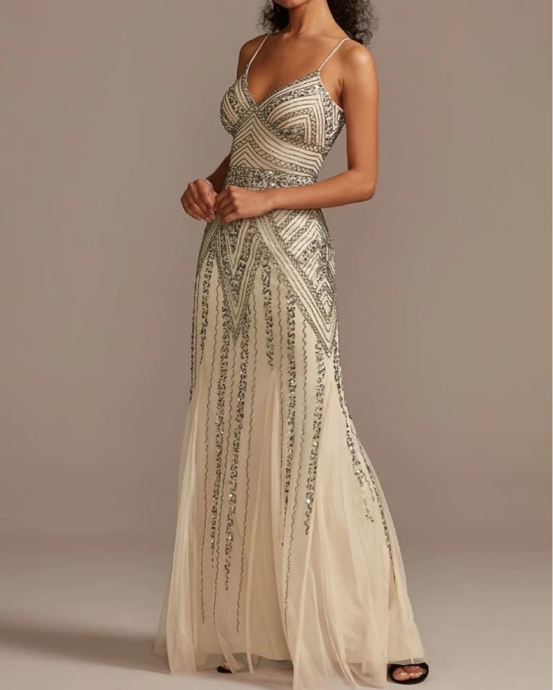 Marina Beaded Sequin Mermaid Gown Sz4 - Image 1