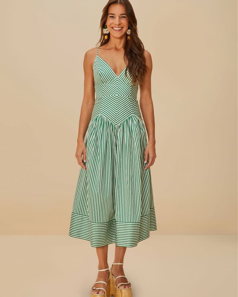 Farm Rio Bicolor Stripes Midi Dress - Image 1