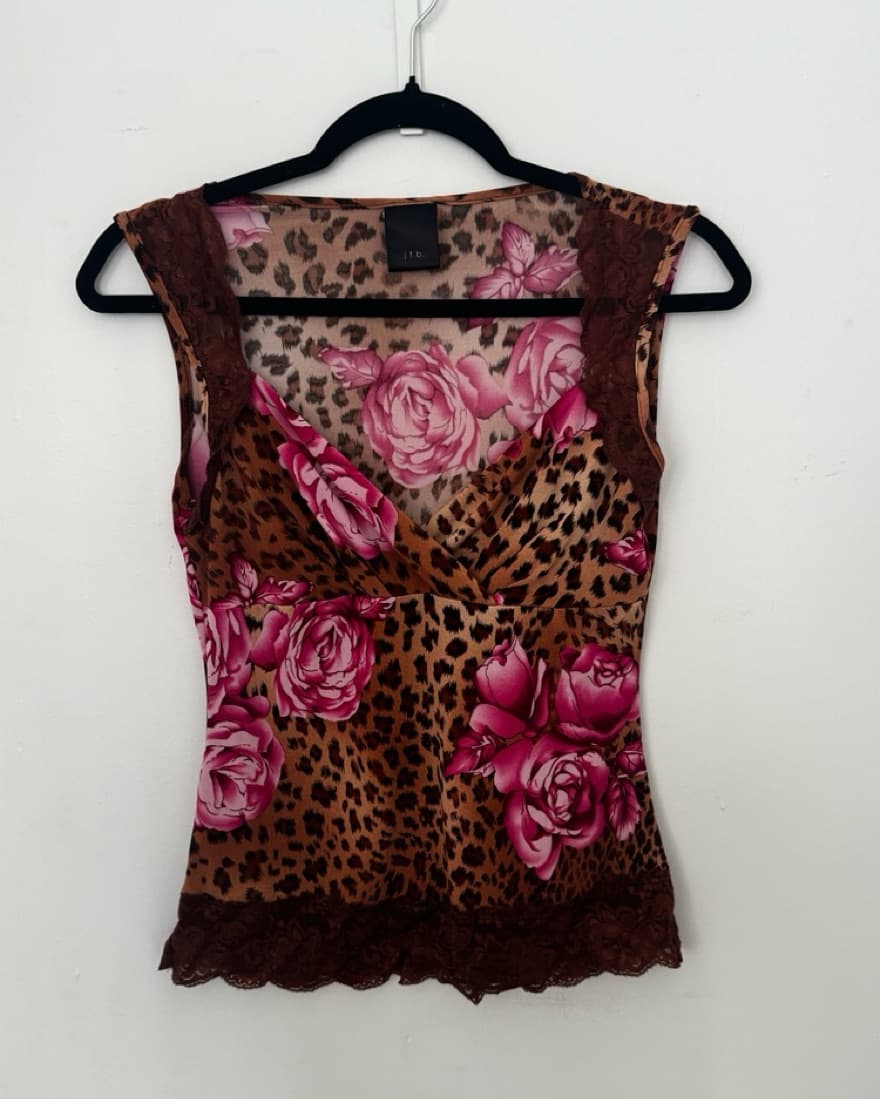 Vintage cheetah/floral top - Image 2
