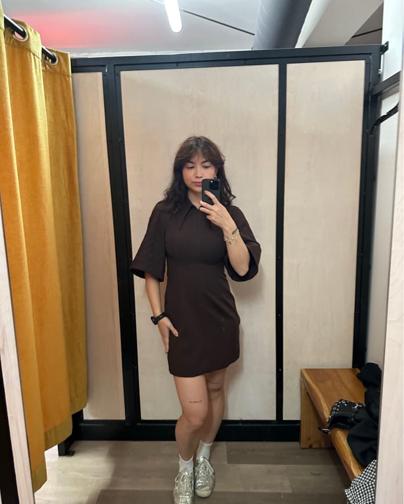 Ganni Collared Brown dress - Image 1