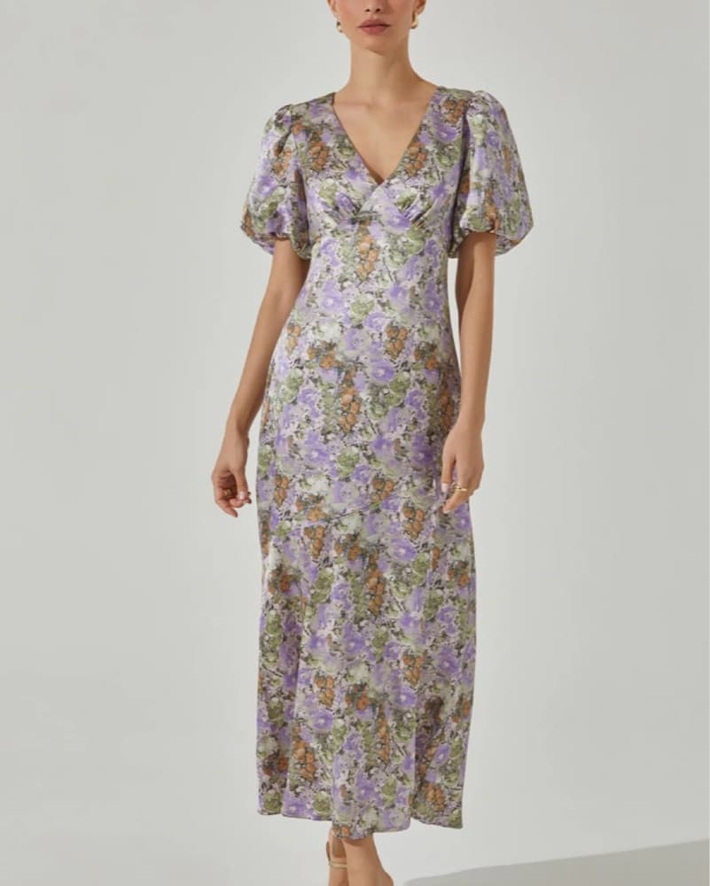 ASTR The Label Floral Puff Sleeve Dress - Image 1