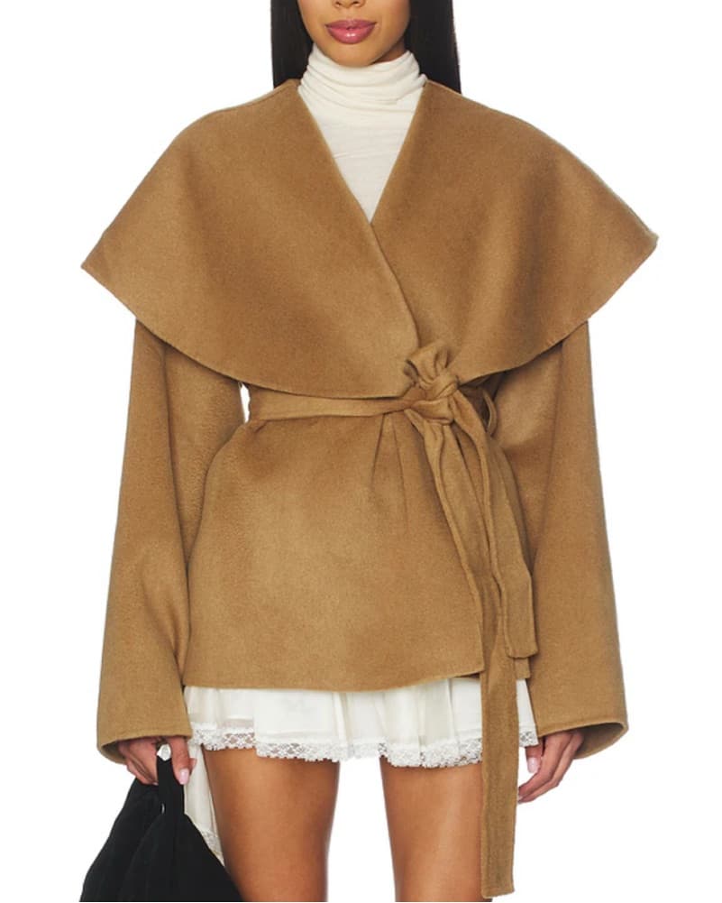 Luxurious Camel Wrap Coat - Image 1