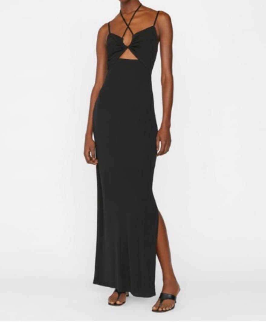 Black FRAME strappy long slip dress - Image 1