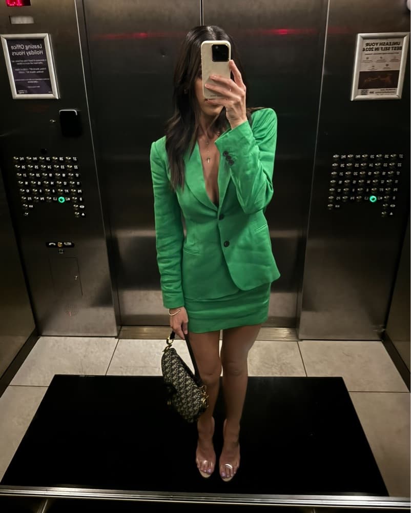 FRAME Green Linen Suit Skirt Set  - Image 1