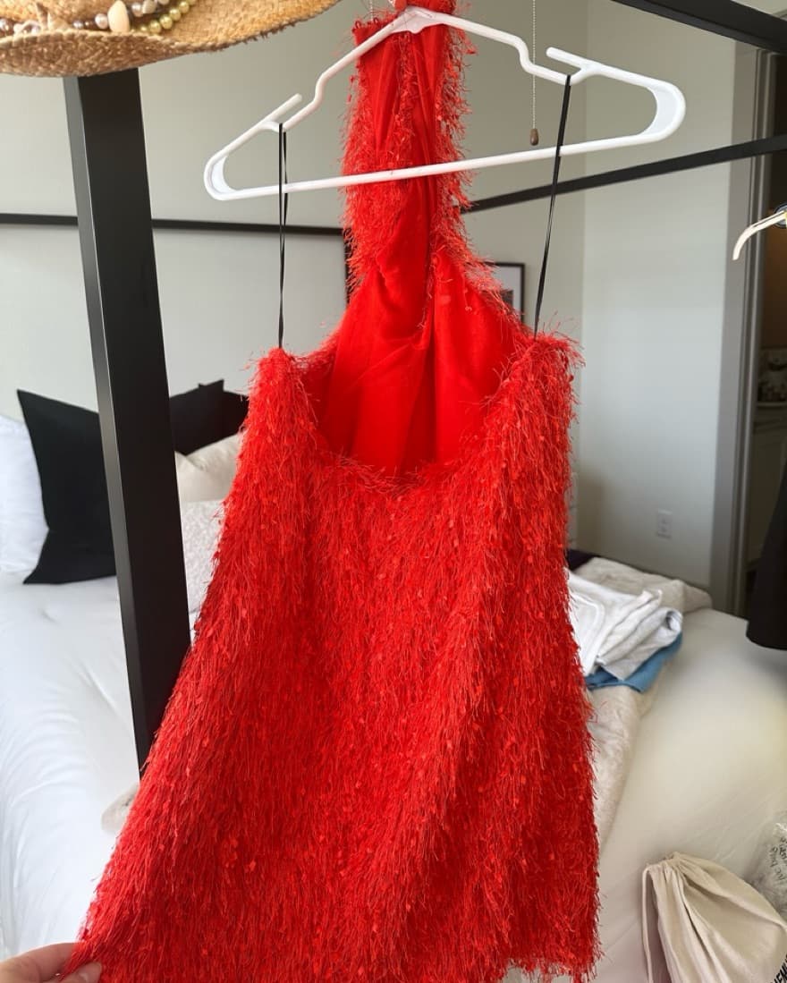 Zara Fringe Halter Mini Dress - Image 3