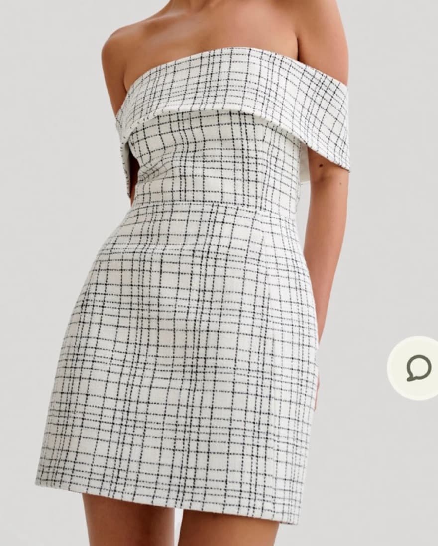 Meshki Tweed Off-shoulder Mini Dress - Image 1