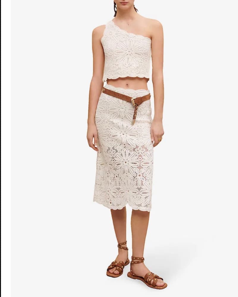 Maje Two Piece White Crochet Set  - Image 3