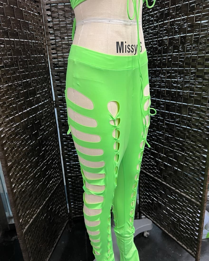 Green Cutout Leggings - Image 2