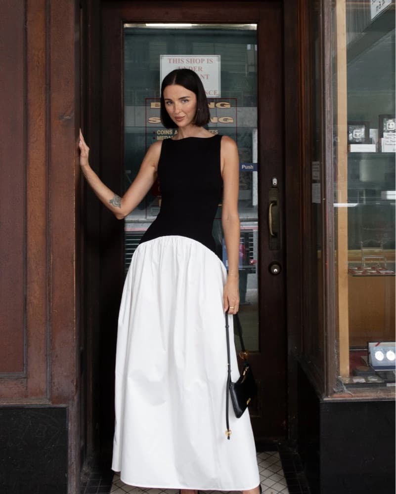 Elegant Black and White Maxi Dress - Image 1