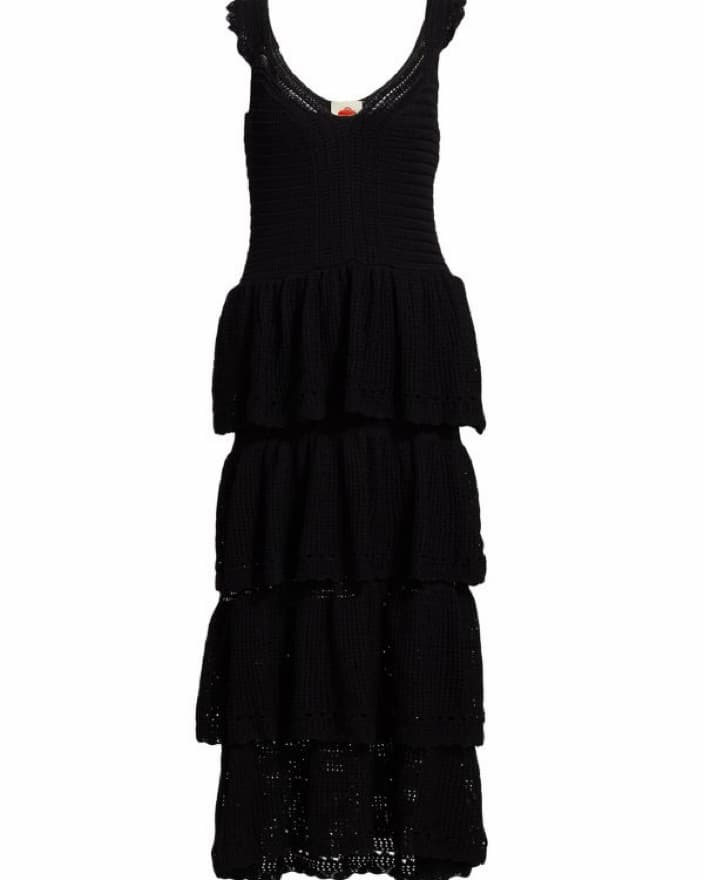 FARM RIO Elegant Tiered Black Midi Dress - Image 6