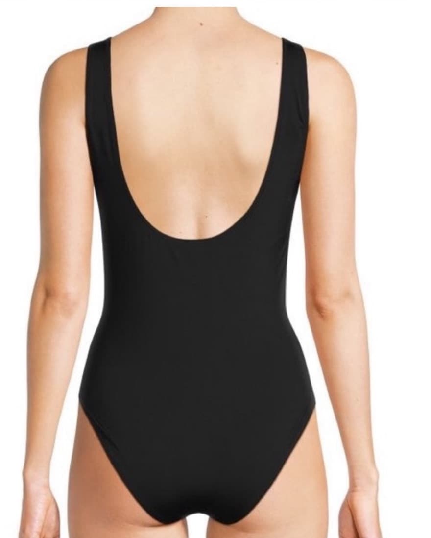 Black GANNI Logo One Piece Swimsuit - Image 2