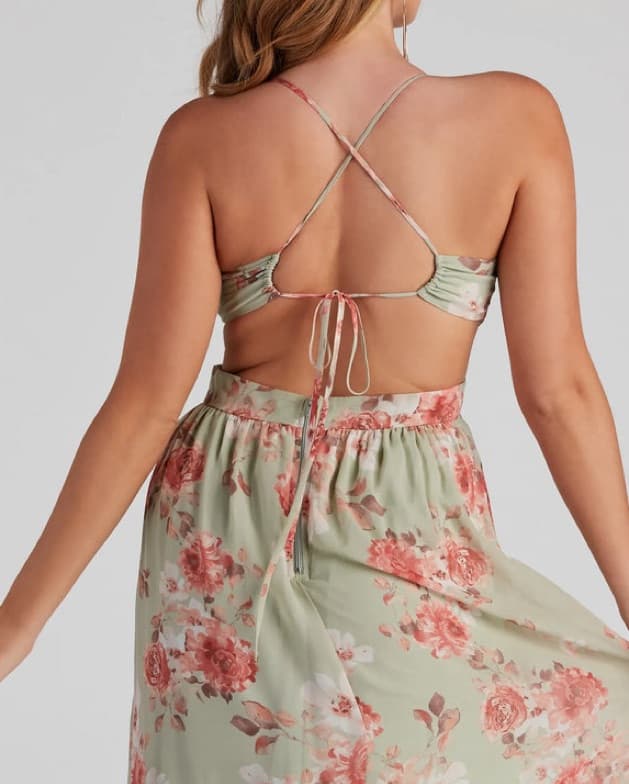 Floral Chiffon A-Line Dress  - Image 3